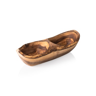 Coupe Double PURE OLIVE, 25 x 11 x 3,5 cm, bois d'olivier - Was Germany