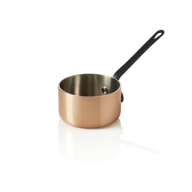 Mini cocotte à servir en cuivre 3PLY avec poignée noire, Ø 8,5 cm, 230 ml, cuivre/aluminium - Was Germany