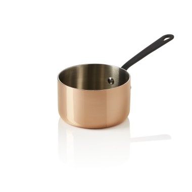 Mini cocotte à servir MINI en cuivre 3PLY avec poignée noire, Ø 10 cm, 460 ml, cuivre/aluminium - Was Germany