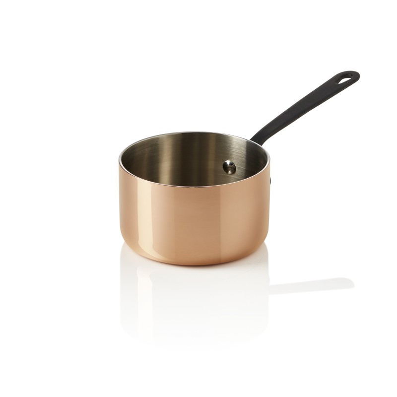 Mini cocotte à servir MINI en cuivre 3PLY avec poignée noire, Ø 10 cm, 460 ml, cuivre/aluminium - Was Germany