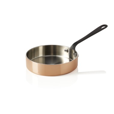 Mini poêle à servir MINI cuivre 3PLY avec poignée noire, Ø 12 cm, 250 ml, cuivre/aluminium - Was Germany