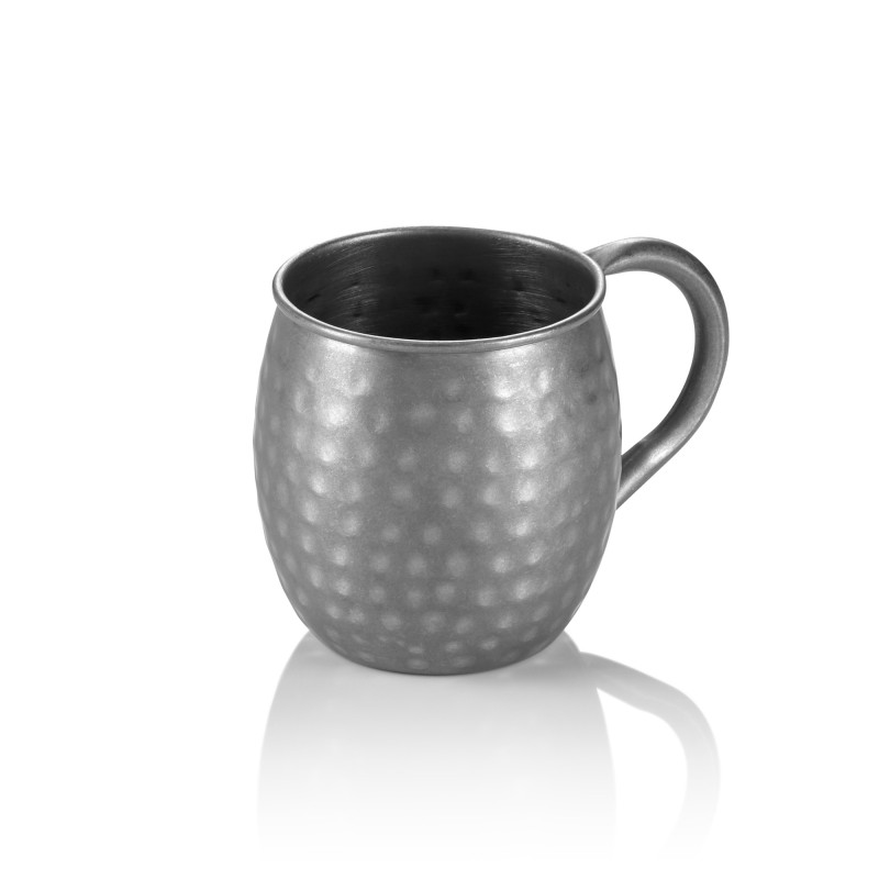 Ensemble Moscow Mule, 0,45 l, Ø 8,5 cm, hauteur 10 cm, vintage, martelé, Lot 2 , acier inox nickelé - Was Germany