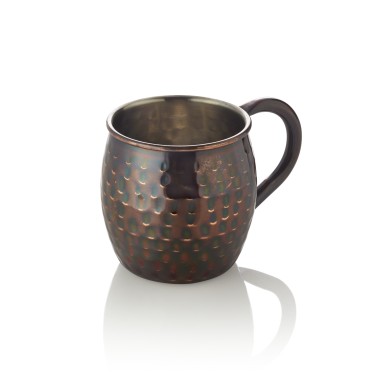 Set Moscow Mule, 0,45 l, Ø 8,5 cm, hauteur 10 cm, antique, martelé, Lot 2 pcs, acier inox chrome-nickel - Was Germany
