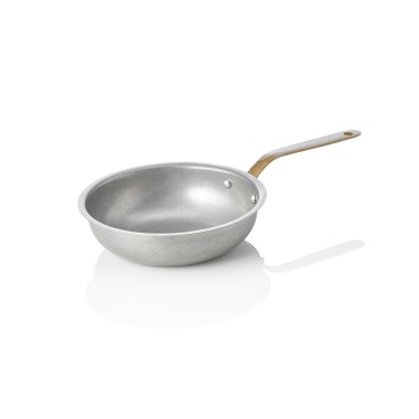 Poêle à servir en acier & STYLE VINTAGE avec poignée en laiton, Ø 16 cm, 390 ml, acier au chrome-nickel - Was Germany