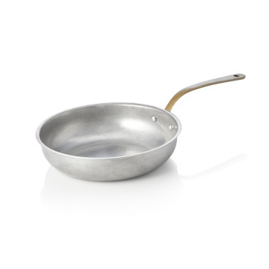 Poêle à servir en acier STYLE VINTAGE avec manche en laiton, Ø 18 cm, 690 ml, acier chrome-nickel - Was Germany