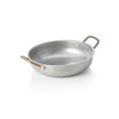 Poêle à servir en acier & STYLE VINTAGE avec 2 poignées en laiton, Ø 20 cm, 0,8 ltr, acier chrome-nickel - Was Germany