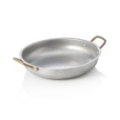 Poêle à servir acier & STYLE VINTAGE avec 2 poignées en laiton, Ø 23 cm, 1 l, acier inox chrome - Was Germany