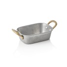 Poêle à servir en acier et STYLE VINTAGE avec 2 poignées en laiton, 13 x 8,5 x 3,5 cm, 230 ml - Was Germany