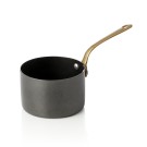 Plat de service en acier et STYLE avec poignée en laiton, 280 ml, Ø 9 cm, noir, laiton, PVD, acier chromé-nickel - Was Germany