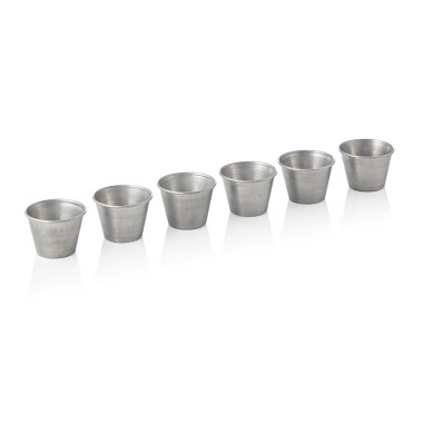 Lot coupes à tremper en acier & STYLE VINTAGE, Ø 6 cm, Lot 6 pcs, 60 ml, en acier chromé-nickelé - Was Germany