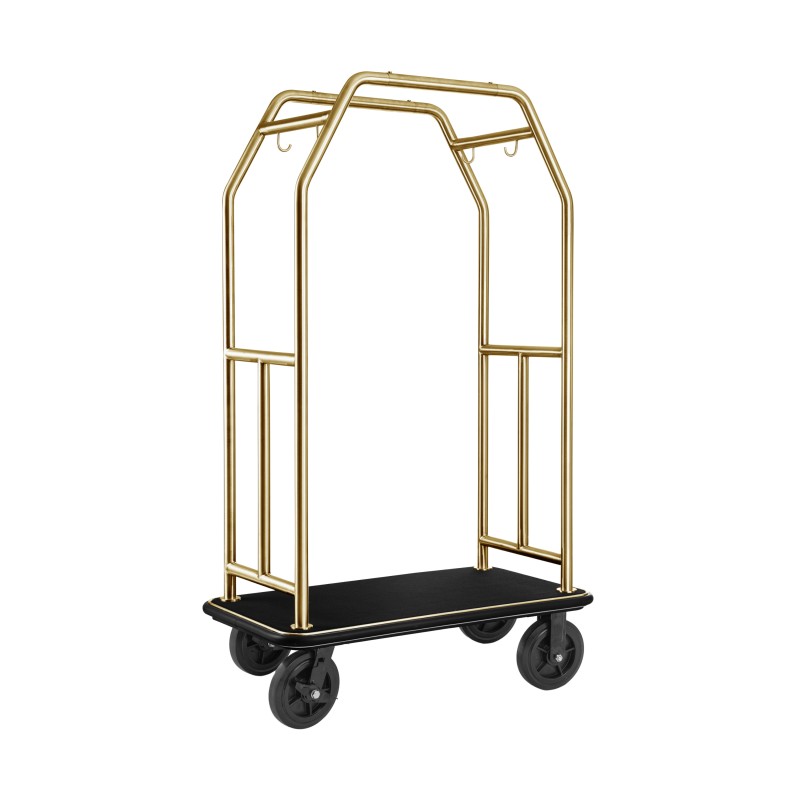 Chariot à bagages TRAVELLER, 112 x 60 x 185 cm, titane-or, tapis noir, acier chromé nickel 18/8 - Was Germany