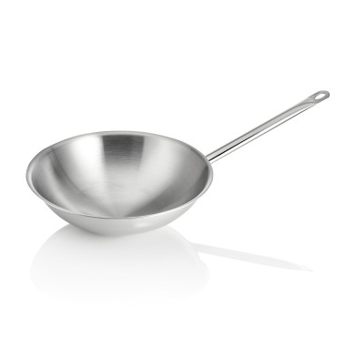 Wok DE CUISINE 21 avec base ronde, Ø 38 cm, acier inoxydable chrome-nickel 18/10 - Was Germany