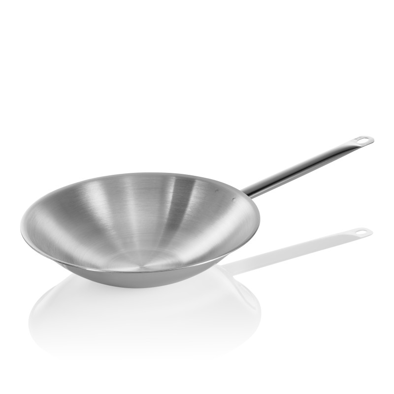Wok COOKWARE 21 avec fond aplati, Ø 38 cm, acier inoxydable chrome-nickel 18/10 - Was Germany