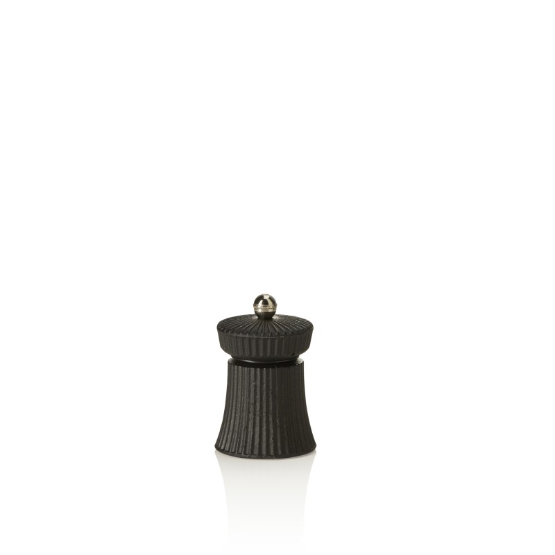 Moulin à sel avec broyeur en acier inoxydable IRON CRUSH, hauteur 9,5 cm, noir, fonte - Was Germany