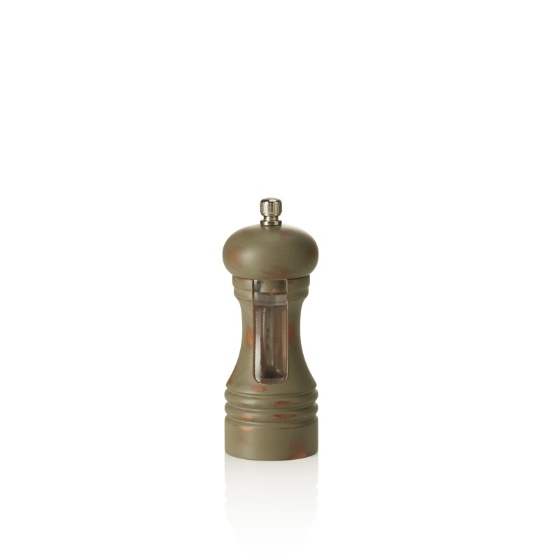Moulin à sel Vintage Window avec broyeur en acier inoxydable, hauteur 15 cm, bois - Was Germany