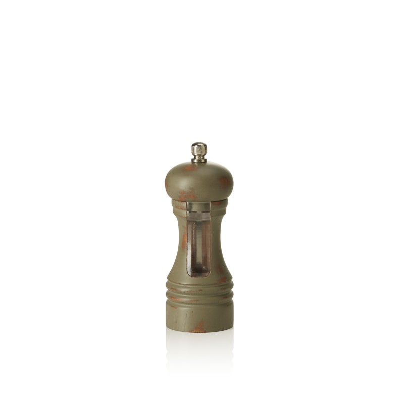 Moulin à poivre Vintage Window avec broyeur en acier au carbone, hauteur 15 cm, bois - Was Germany