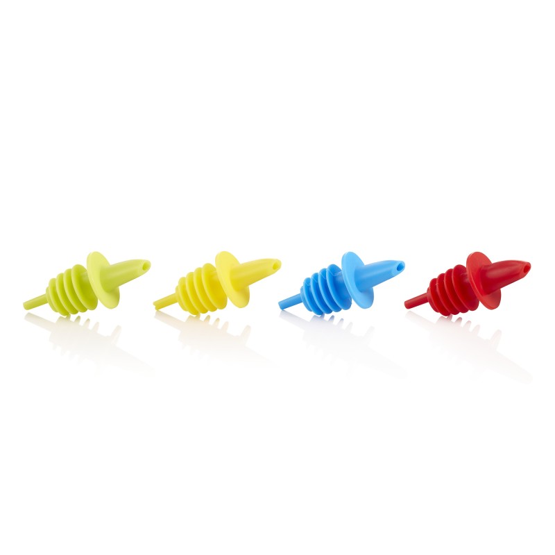 Lot verseurs, 12 , 3x chaque couleur : vert, jaune, bleu, rouge, en plastique - Was Germany