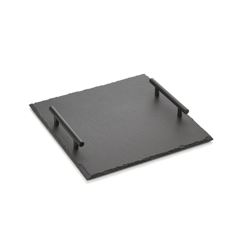 Plaque d'ardoise naturelle avec poignées SLATE LINE, 30 x 30 cm, ardoise naturelle - Was Germany