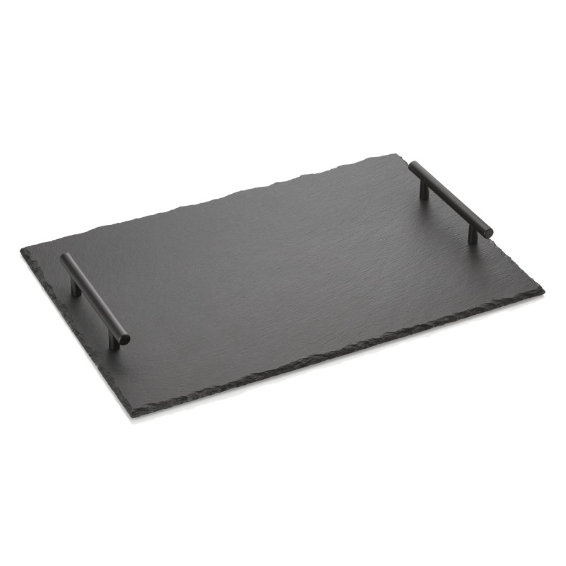 Plaque d'ardoise naturelle avec poignées SLATE LINE, 40 x 30 cm, ardoise naturelle - Was Germany