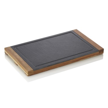 Planche de service SLATE & SERVE, 35 x 20 x 2,5 cm, bois d'acacia, ardoise - Was Germany