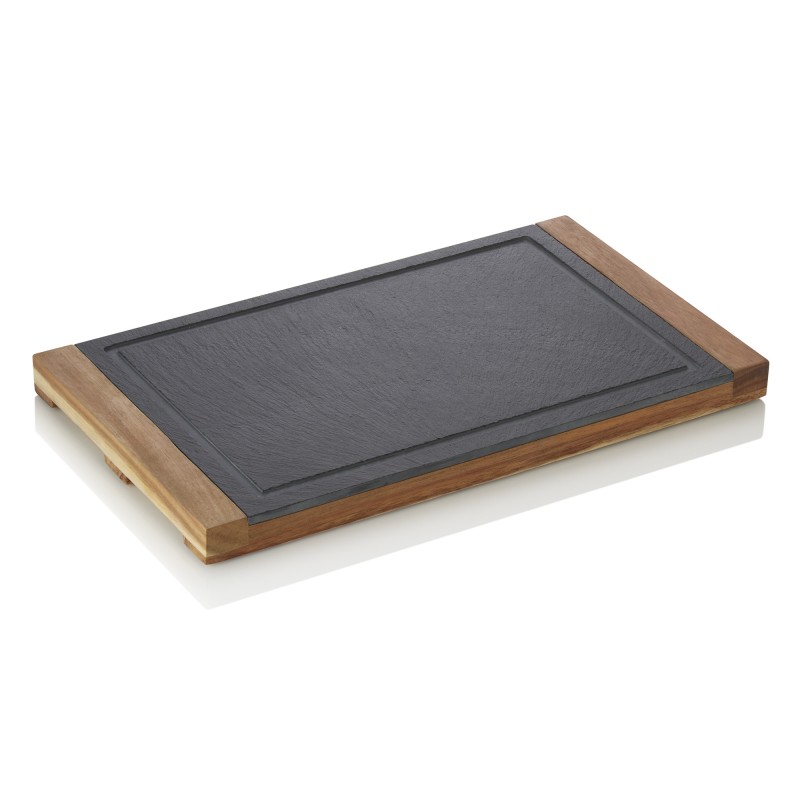 Planche de service SLATE & SERVE, 35 x 20 x 2,5 cm, bois d'acacia, ardoise - Was Germany
