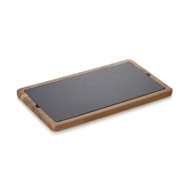 Planche de service ARDOISE & SERVE, 35 x 20 x 1,5 cm, bois d'acacia, ardoise - Was Germany