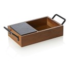 Plateau de service ARDOISE & SERVE, 24 x 15 x 5,5 cm, 3 plaques en ardoise et panier à pain - Was Germany