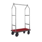 Chariot à bagages VOYAGER, 112 x 65 x 190 cm, brossé, tapis rouge, acier chrome nickel 18/8 - Was Germany