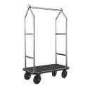 Chariot à bagages VOYAGER, 112 x 65 x 190 cm, brossé, tapis noir, acier chromé nickel 18/8 - Was Germany