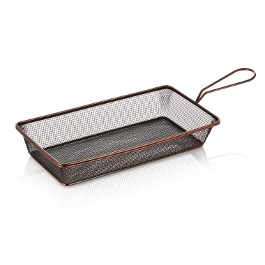 Panier de service et de friture, 22 x 12,5 x 4 cm, coloris cuivre, acier inoxydable chromé - Was Germany