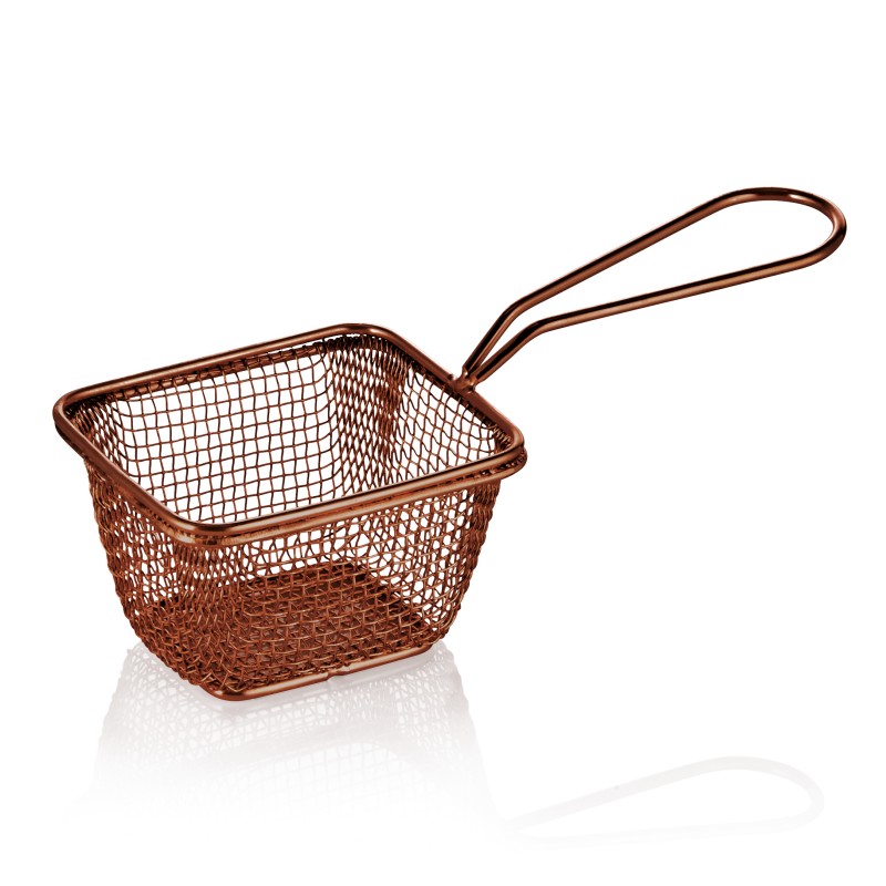Panier de service et de friture, 22 x 12,5 x 4 cm, couleur cuivrée, acier chrome nickel - Was Germany