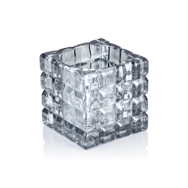 Cube Fumé Gris YUYU, 9 x 9 x 9 cm, en verre - Was Germany