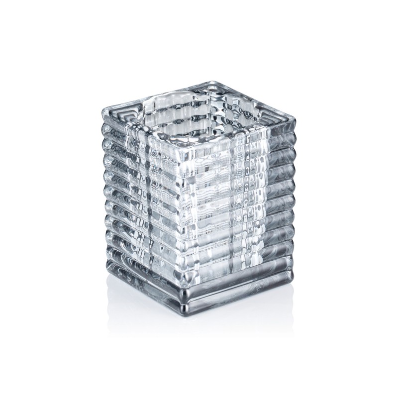 Cube gris fumée YUYU, 7,5 x 7,5 x 9,5 cm, verre - Was Germany