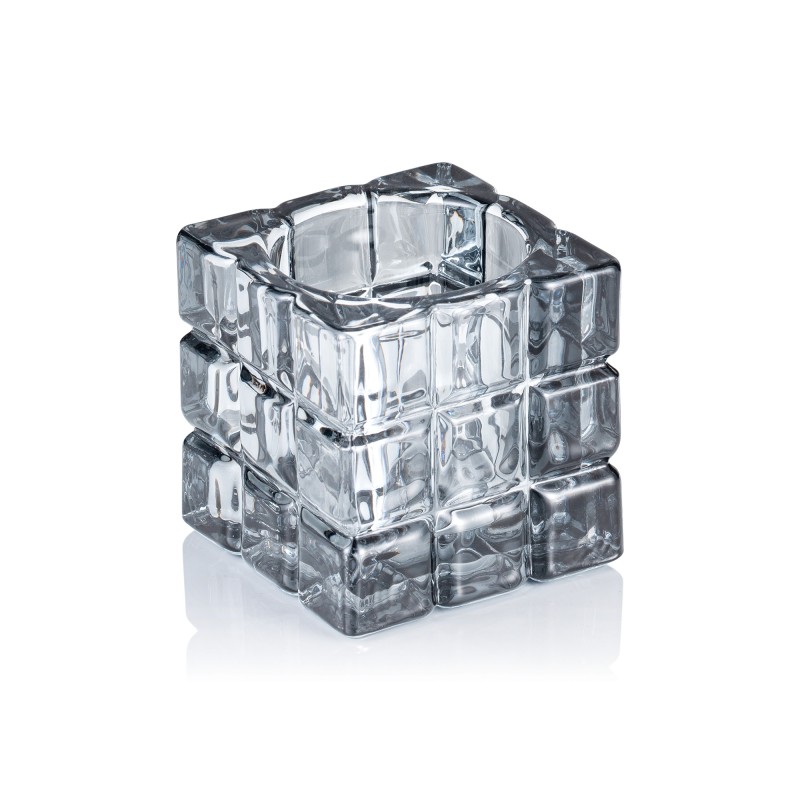 Cube Gris Fumé YUYU, 6,5 x 6,5 x 6,5 cm, en verre - Was Germany