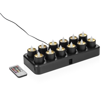 Bougies à réchaud LED multicolores YUYU, 30 x 14 x 3 cm, rechargeables, en plastique - Was Germany