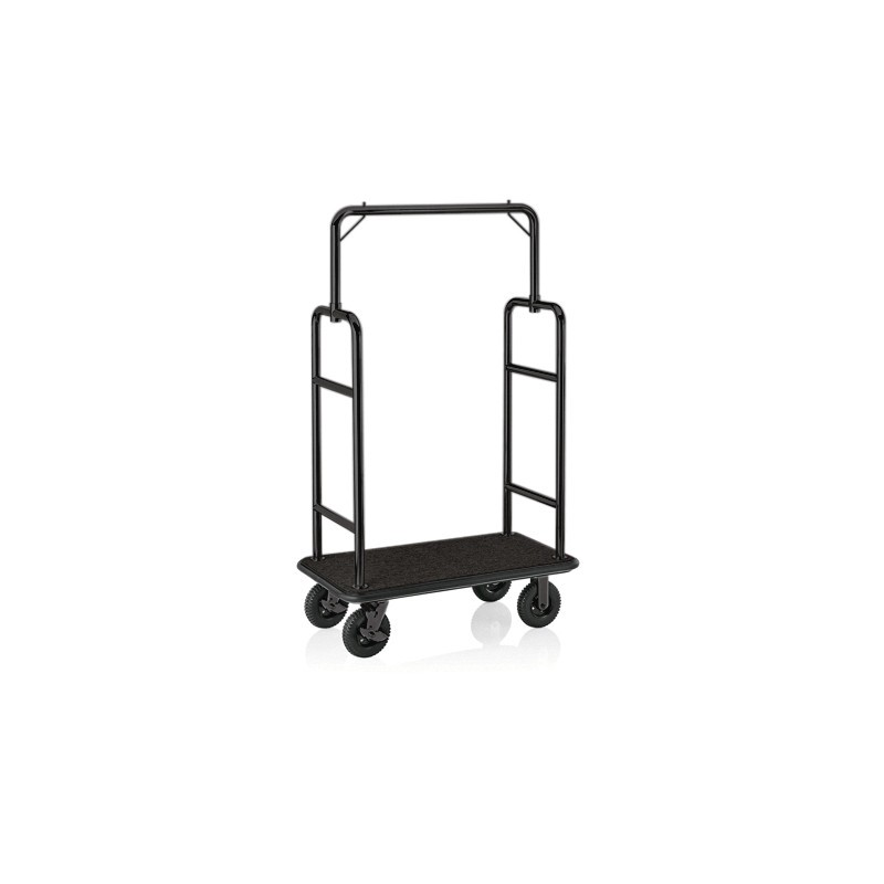 Chariot à bagages TRANSIT, 112 x 60 x 185 cm, noir, moquette noire, acier inoxydable - Was Germany