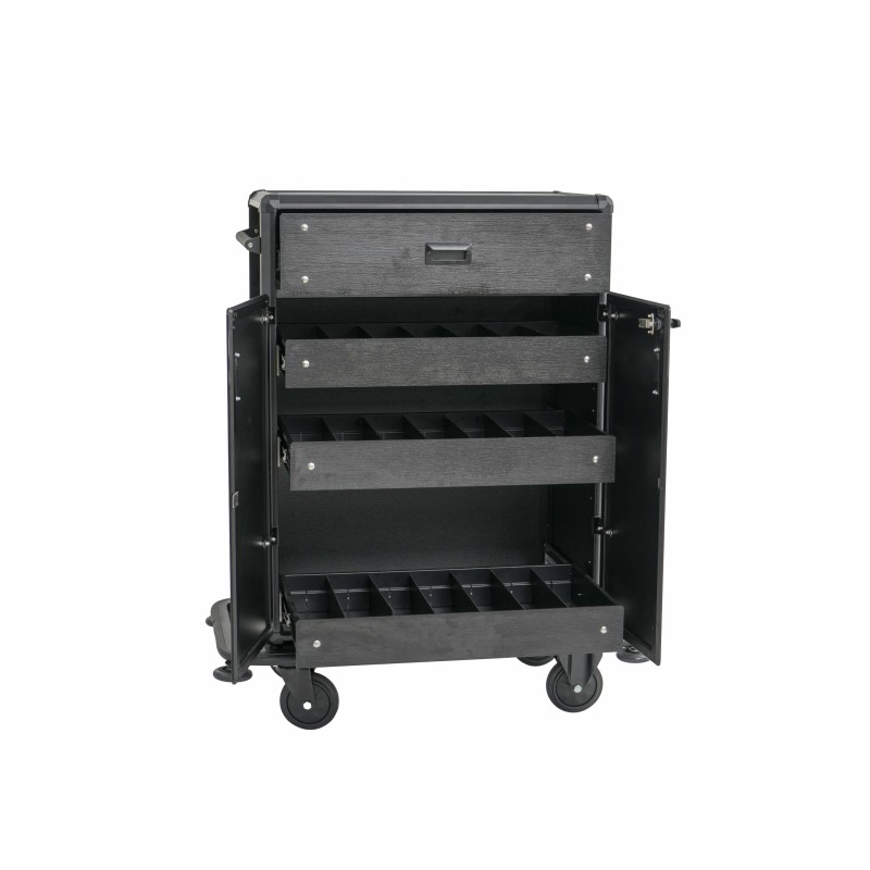 Chariot de service minibar, 87 x 48 x 130 cm, aluminium, HPL, plastique ABS - Was Germany