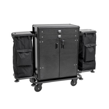 Chariot de service en chambre, 80 x 50 x 130 cm, aluminium, HPL, plastique ABS - Was Germany