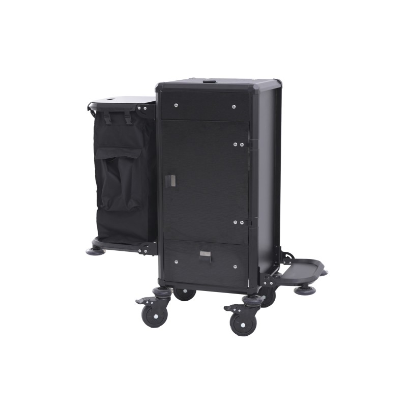 Chariot de service de chambre, 50 x 50 x 110 cm, aluminium, HPL, plastique ABS - Was Germany