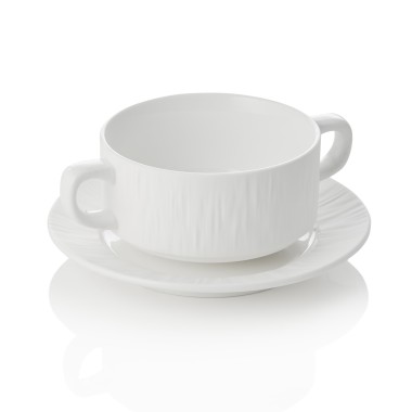Set tasse à soupe et soucoupe MAYA SHIRO, Ø 10,5 cm, 250 ml, blanc, Lot 4 , porcelaine - Was Germany