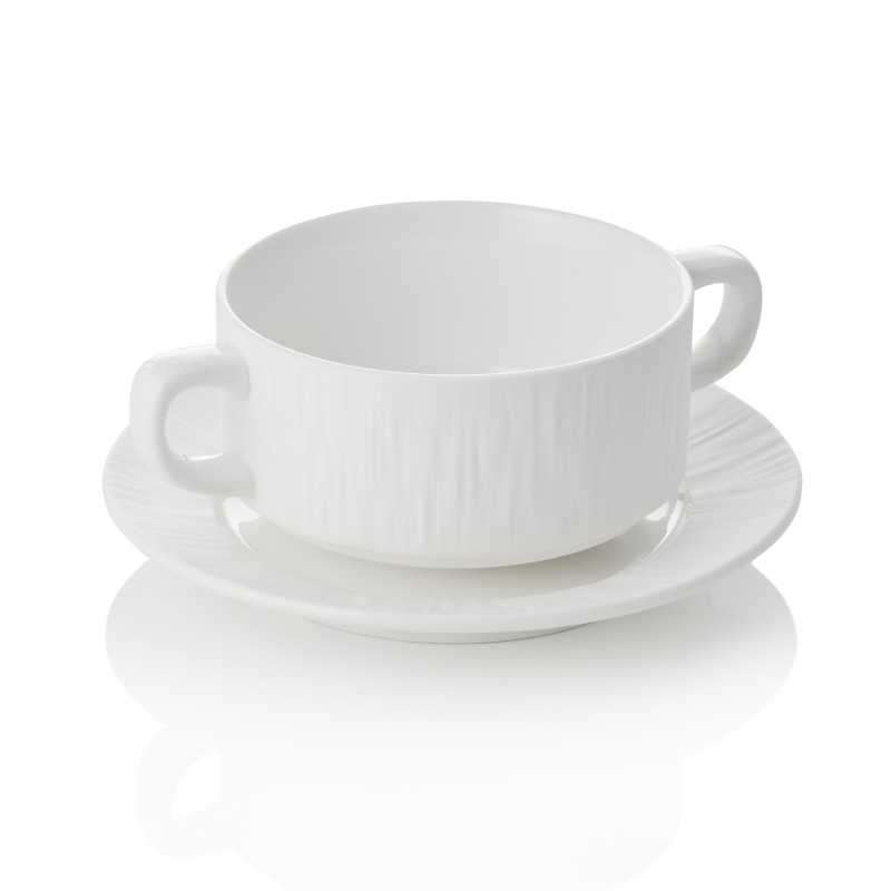 Set tasse à soupe et soucoupe MAYA SHIRO, Ø 10,5 cm, 250 ml, blanc, Lot 4 , porcelaine - Was Germany