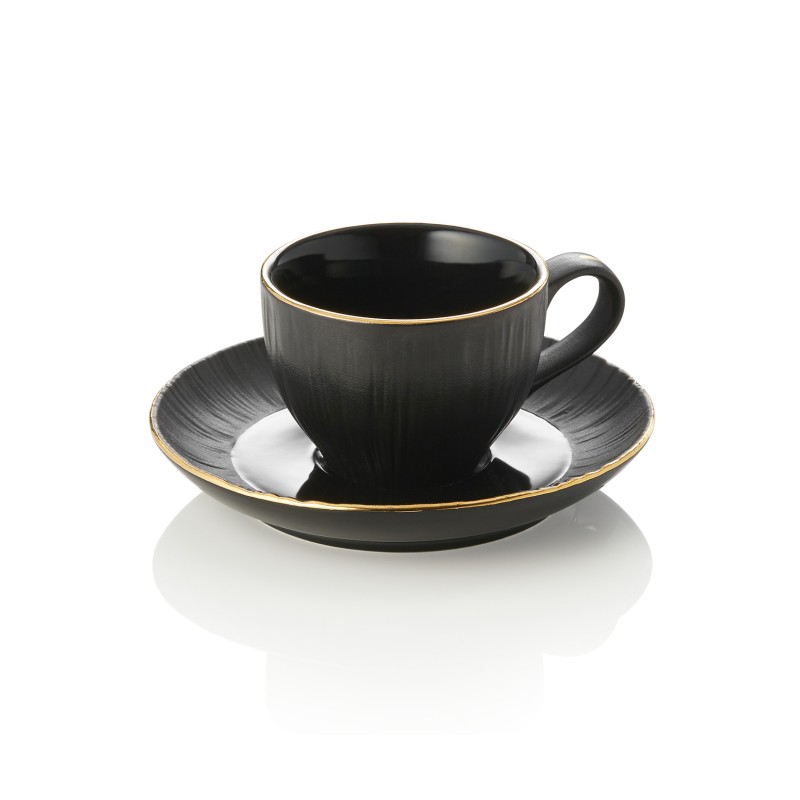 Set tasse à espresso et soucoupe MAYA KURO, 80 ml, noir, lot de 4 , porcelaine - Was Germany