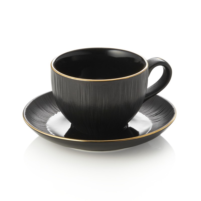 Set tasse à cappuccino et soucoupe MAYA KURO, 200 ml, noir, Lot 4 , porcelaine - Was Germany