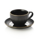 Set tasse à cappuccino et soucoupe MAYA KURO, 200 ml, noir, Lot 4 , porcelaine - Was Germany
