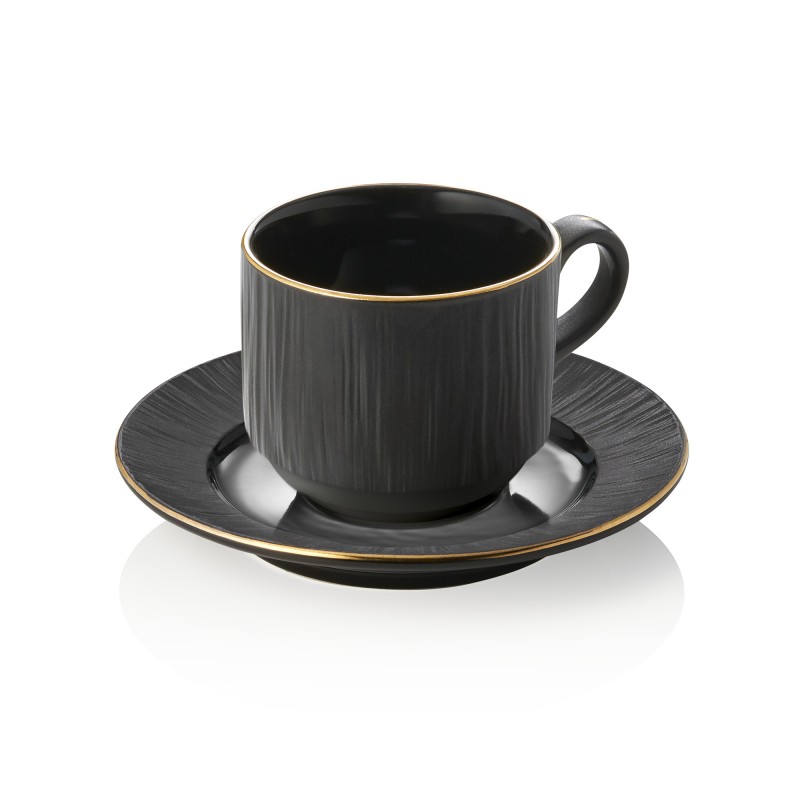 Set tasse et soucoupe MAYA KURO, 240 ml, noir, Lot 4 , porcelaine - Was Germany