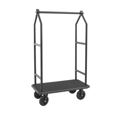 Chariot à bagages VOYAGER, 112 x 65 x 190 cm, noir, moquette noire, acier inoxydable chromé nickel 18/8 - Was Germany