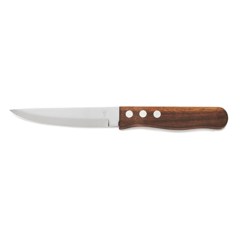 Lot couteaux à steak avec poignée en bois pakka, 25 cm, Lot 6 , bois, acier chromé 13/0 - Was Germany