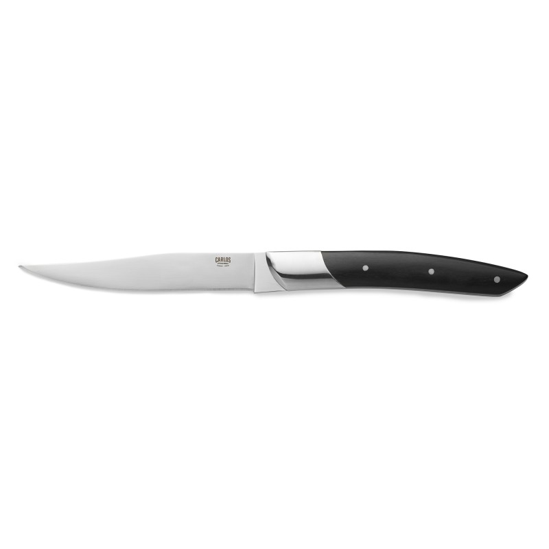 Lot couteaux à steak CARLOS avec poignée en bois de sandal noir, 24 cm, Lot 6 , lame en acier 420, bois - Was Germany