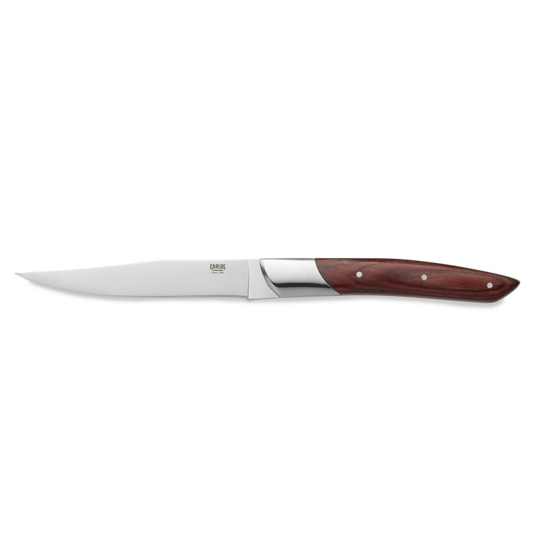 Lot couteaux à steak CARLOS avec poignée en bois pakka rouge, 24 cm, Lot 6 , acier de lame 420, bois - Was Germany