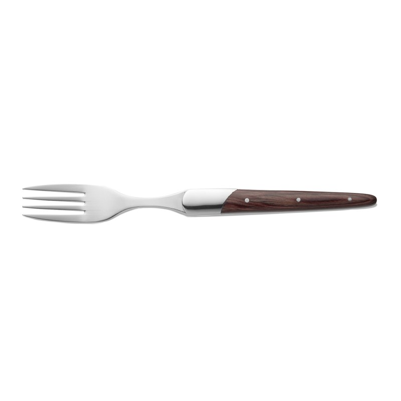 Lot fourchettes à steak CARLOS avec manche en bois pakka rouge, 22,5 cm, Lot 6 , acier de lame 420, bois - Was Germany